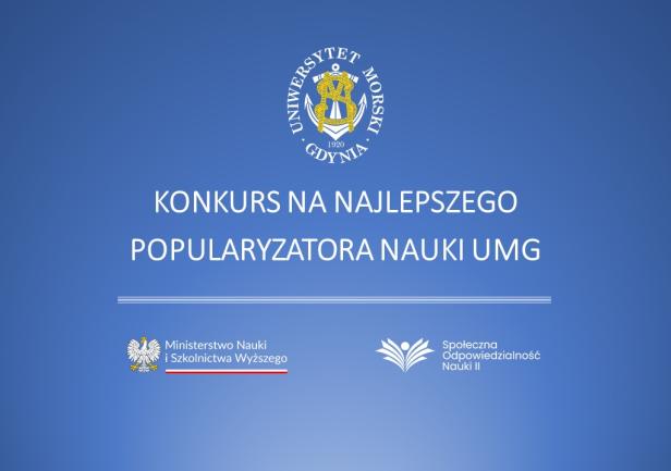 Plansza z tytułem Konkurs na najlepszego popularyzatora nauki UMG