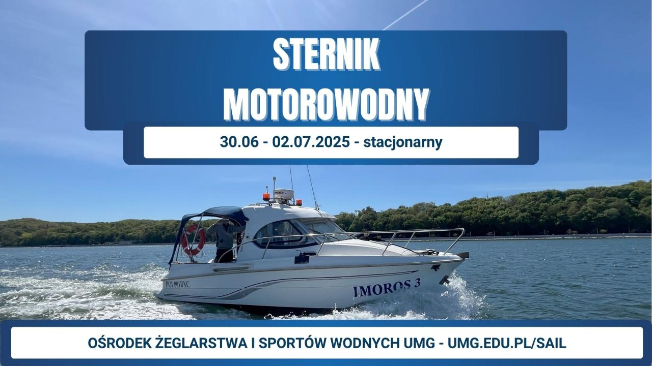 Grafika z zaproszeniem na kurs na patent Sternika Motorowodnego