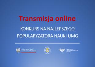 Plansza z tytułem Konkurs na najlepszego popularyzatora nauki UMG